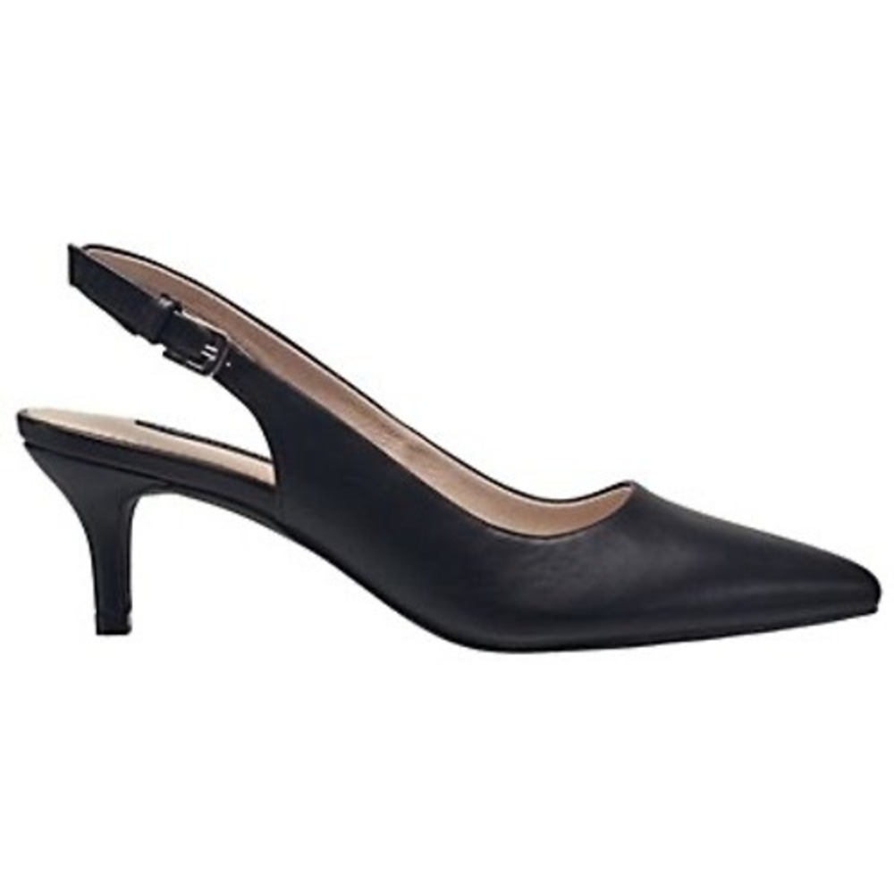 French Connection Black Pointed Toe Slingback Kitten Heel Pumps Women Size US 10
